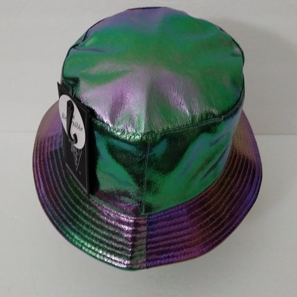 Eight Laser PU Metallic Bucket Hat Trendy Y2K - Picture 7 of 11